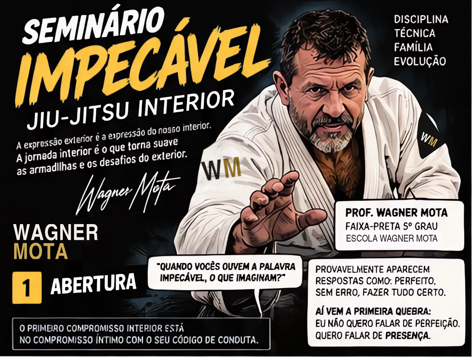 Capa do Seminário Impecável, Jiu-Jitsu Interior, com o professor Wagner Mota
