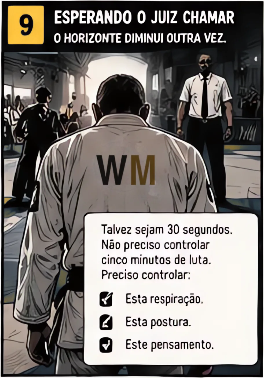 Quadro 9 do gibi: Esperando o juiz chamar