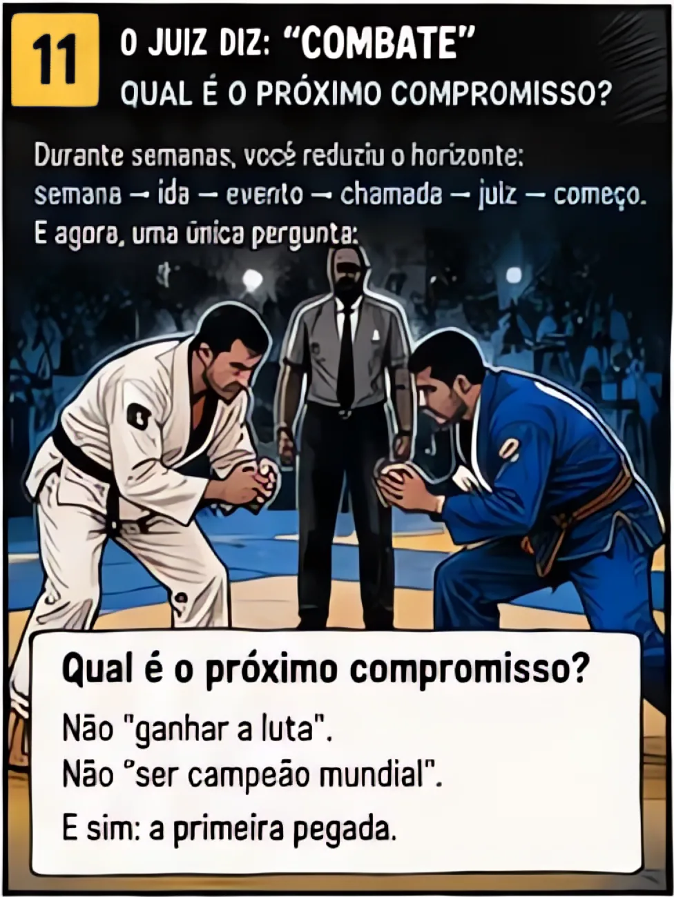 Quadro 11 do gibi: O juiz diz combate